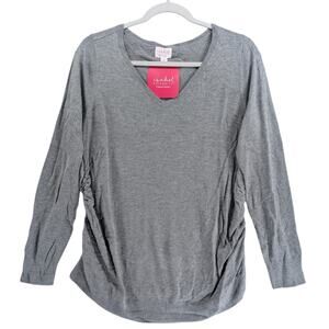 Ingrid Isabel Maternity Sweater VNeck Essential Pullover Lightweight Medium Gray